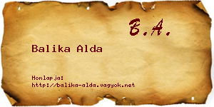 Balika Alda névjegykártya